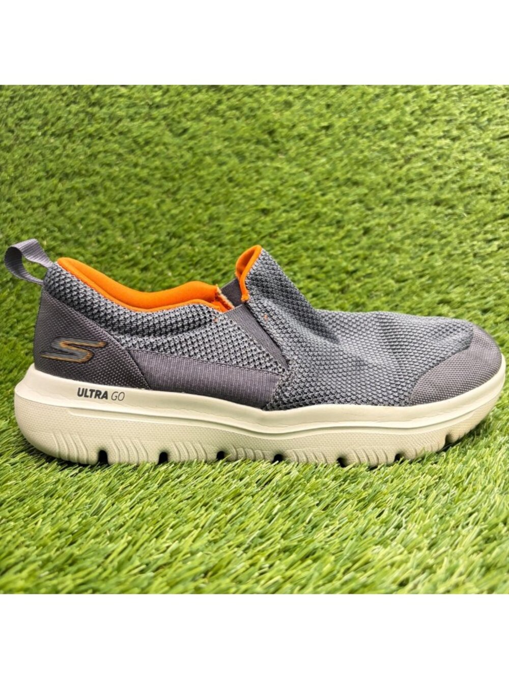 Skechers Go Walk Evolution Ultra Mens Size 9 Gray Orange Athletic Shoes Sneakers
